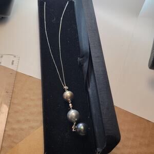 Vintage Sterling Necklace Featuring Multicolor Pearls and Sparkling CZ Stones